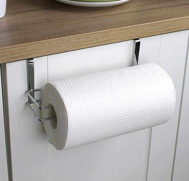 Cabinet door back hanging paper towel rack