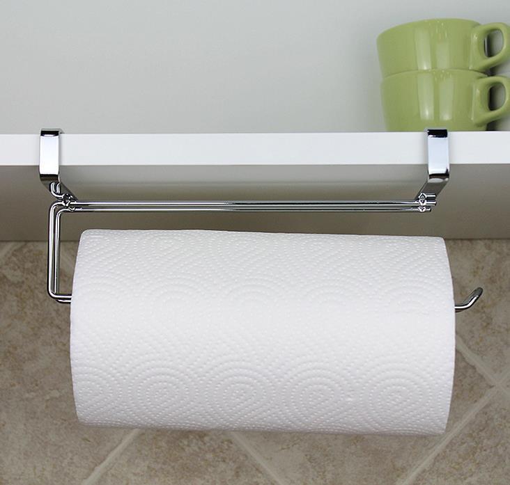 Cabinet door back hanging paper towel rack