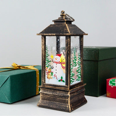 Christmas Candles Light Led Snow Deer Lantern Light Vintage Castle Santa Snowman Hanging Lantern Lamp New Year Party Decoration
