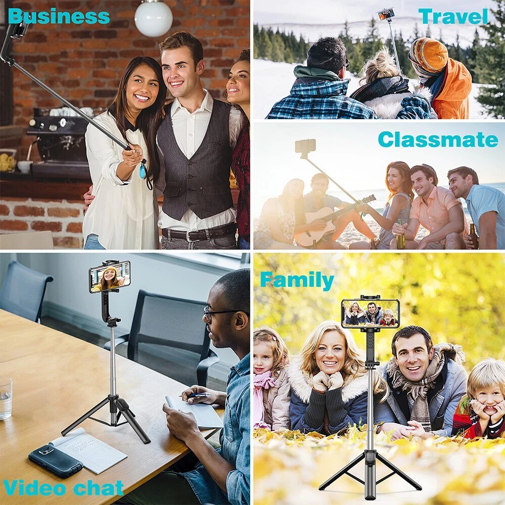 Extendable Selfie Stick Tripod With Wireless Remote Phone Holder Portable Phone Tripod For Group Selfie Live Streaming Video Rec