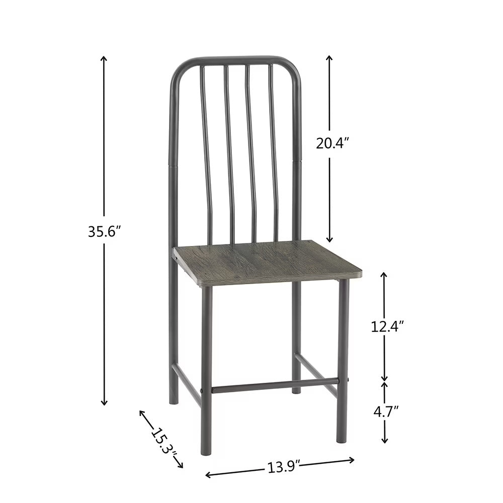 Dining Set For 2, Square Glass Tempered Dining Table With 4 Legs And 2 Metal Chair For Home Office Kitchen Dining Room, Black & Brown