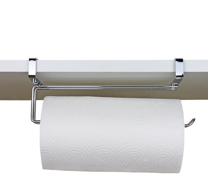 Cabinet door back hanging paper towel rack