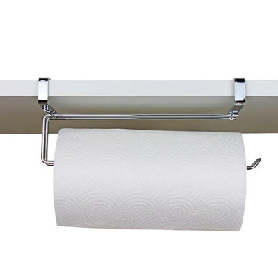 Cabinet door back hanging paper towel rack