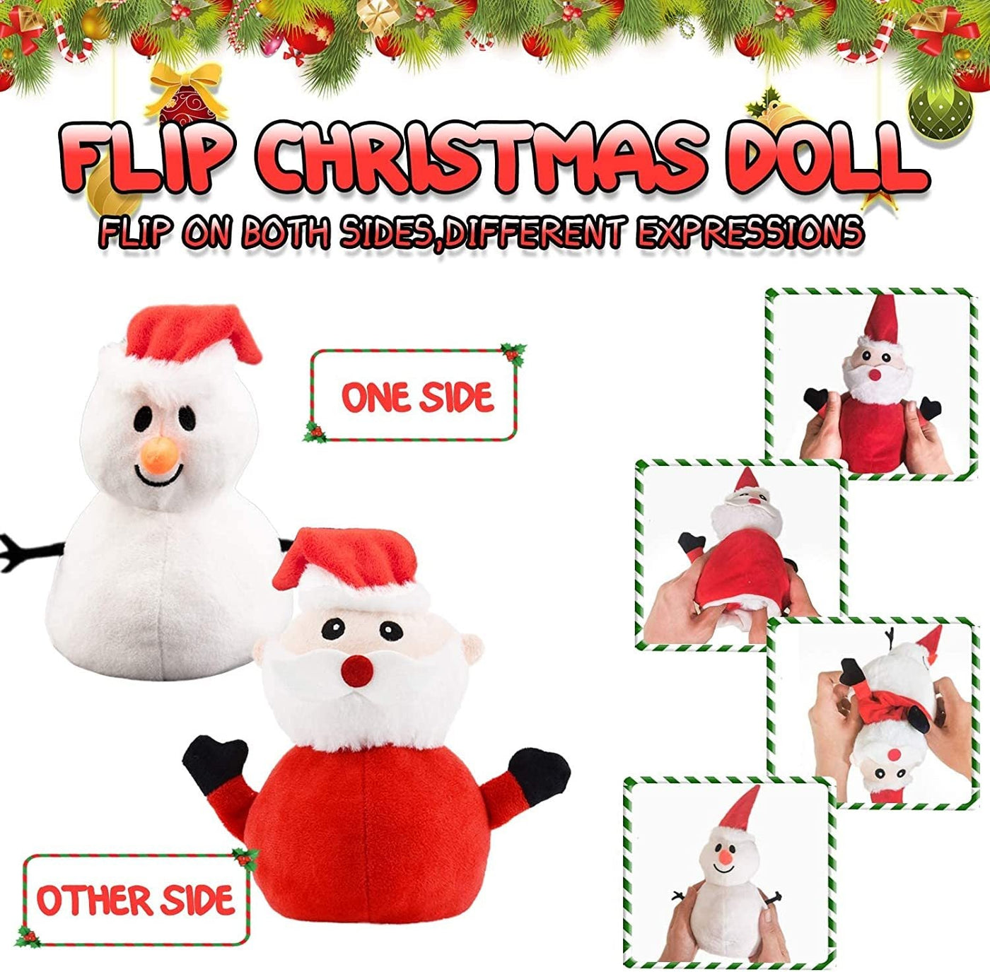 Santa Plush Snowman Plush Toy Reversible