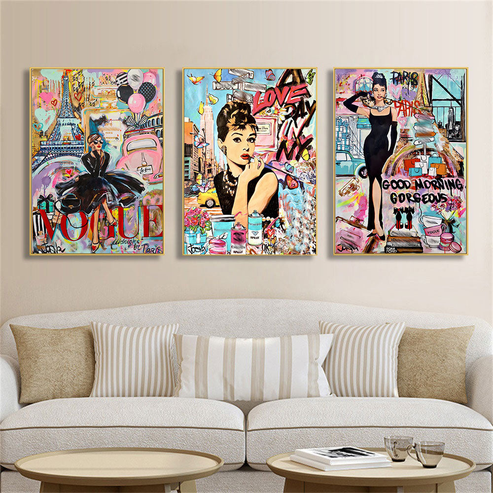 Modern Fashion Graffiti Art Female Poster Canvas Painting Home Decoration Frameless