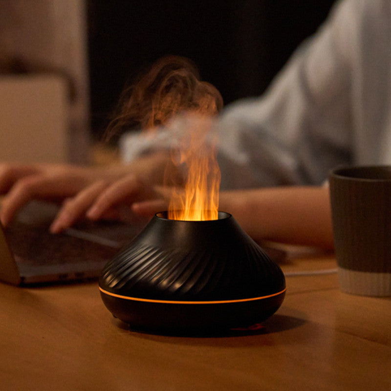 RGB Flame Aroma Diffuser 130Ml 3d Colorful Flame Humidifier