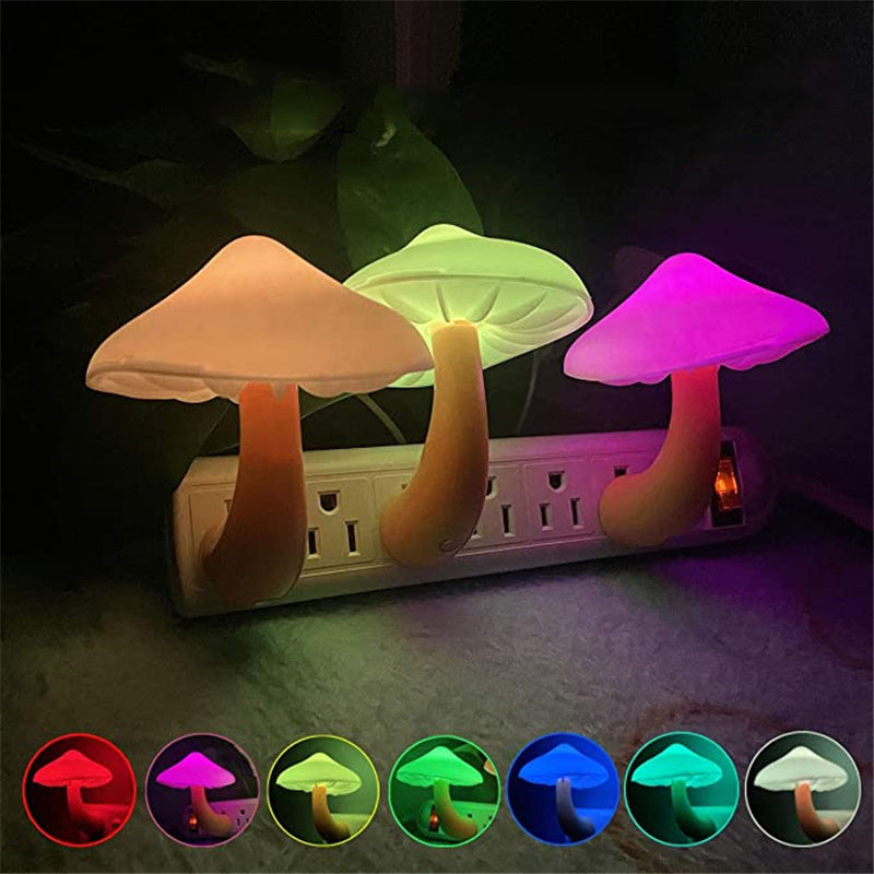 LED Night Light Mushroom Wall Socket