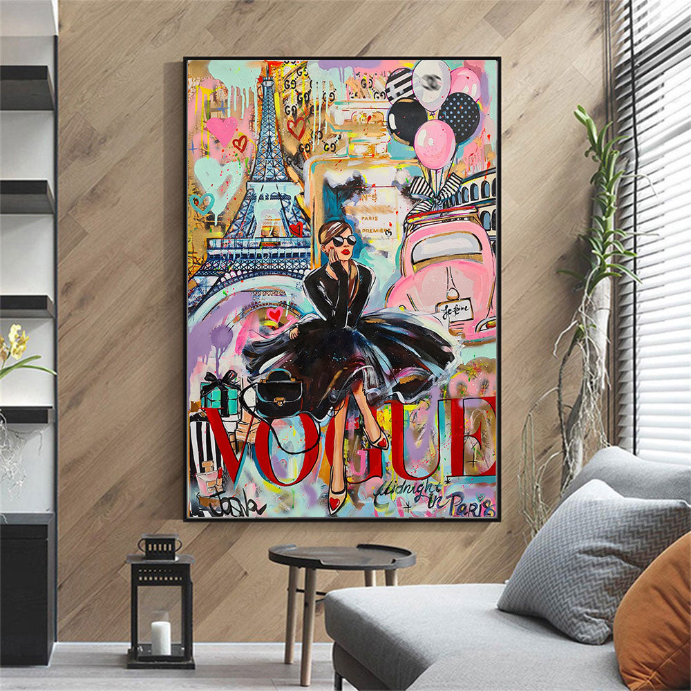 Modern Fashion Graffiti Art Female Poster Canvas Painting Home Decoration Frameless