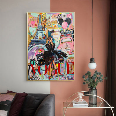 Modern Fashion Graffiti Art Female Poster Canvas Painting Home Decoration Frameless