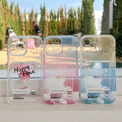 Gradient Transparent Color Cloud Letter 13 12 11 Pro Pro Max Mobile Phone Case