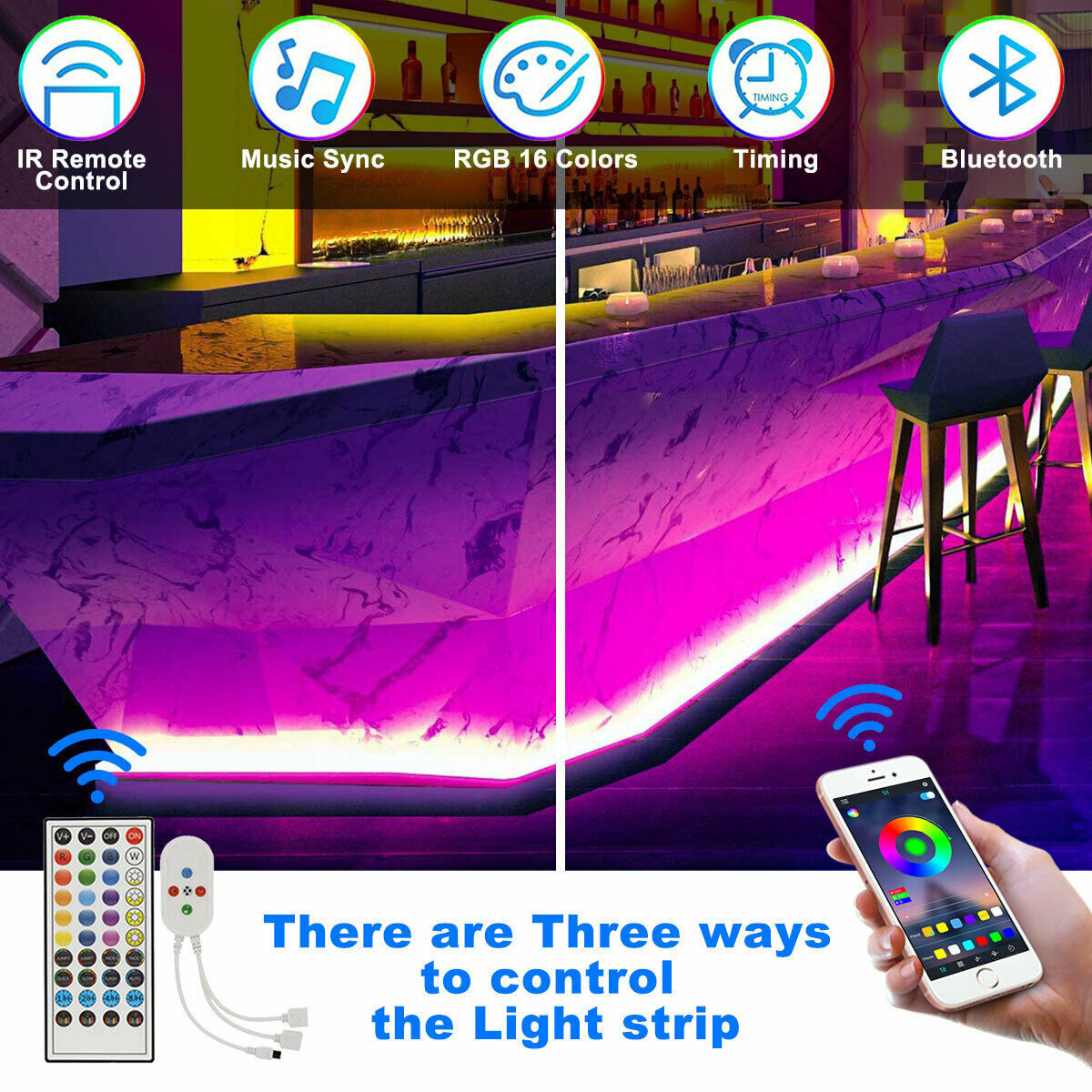 Led Strip Lights 5050 RGB Bluetooth Room Light Color Changing