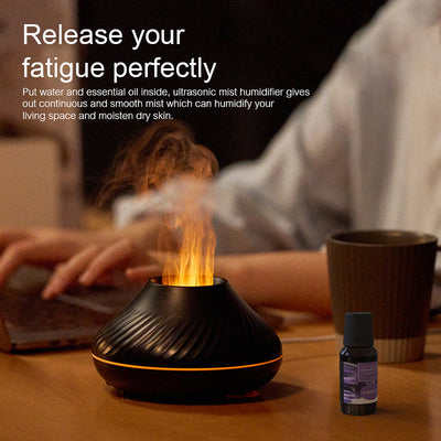 RGB Flame Aroma Diffuser 130Ml 3d Colorful Flame Humidifier