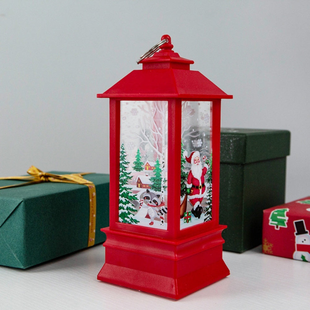 Christmas Candles Light Led Snow Deer Lantern Light Vintage Castle Santa Snowman Hanging Lantern Lamp New Year Party Decoration