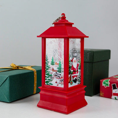 Christmas Candles Light Led Snow Deer Lantern Light Vintage Castle Santa Snowman Hanging Lantern Lamp New Year Party Decoration