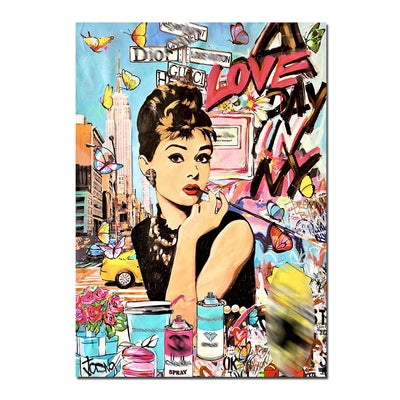 Modern Fashion Graffiti Art Female Poster Canvas Painting Home Decoration Frameless